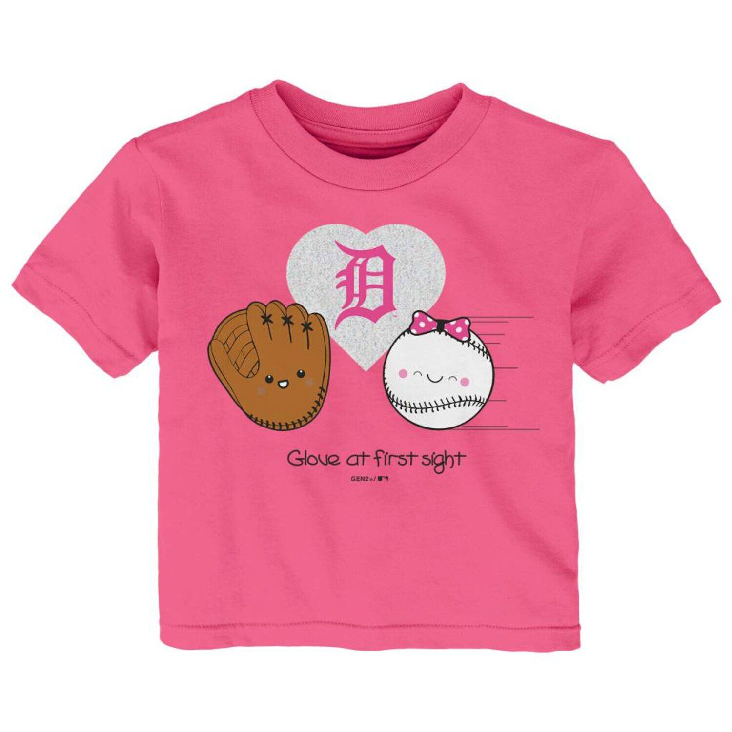 

Розовая футболка для девочек «Detroit Tigers I Glove You» Outerstuff
