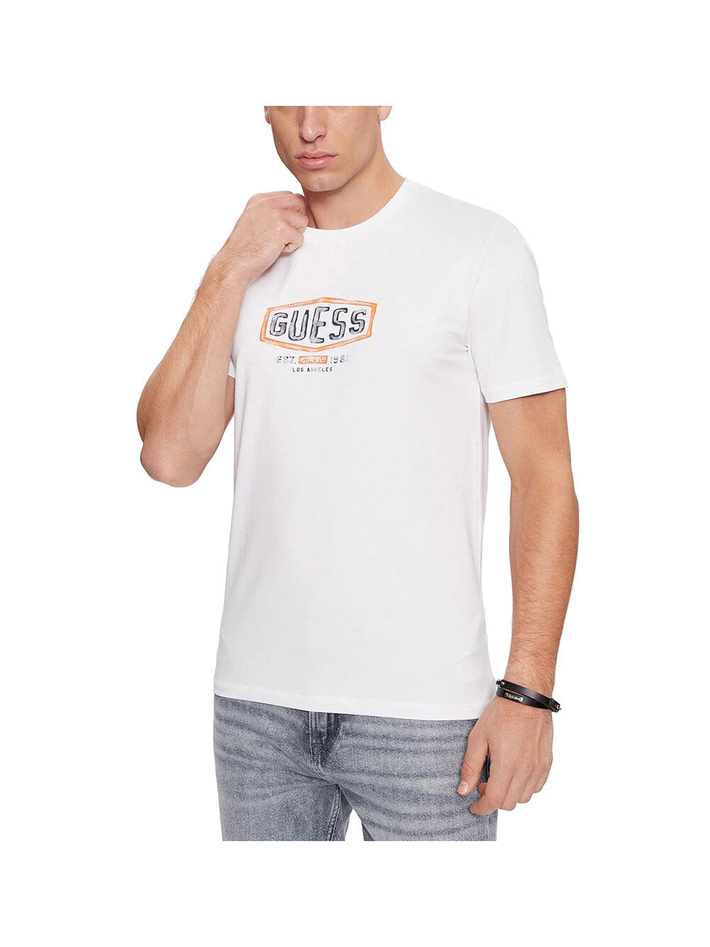 

Белая мужская футболка Guess