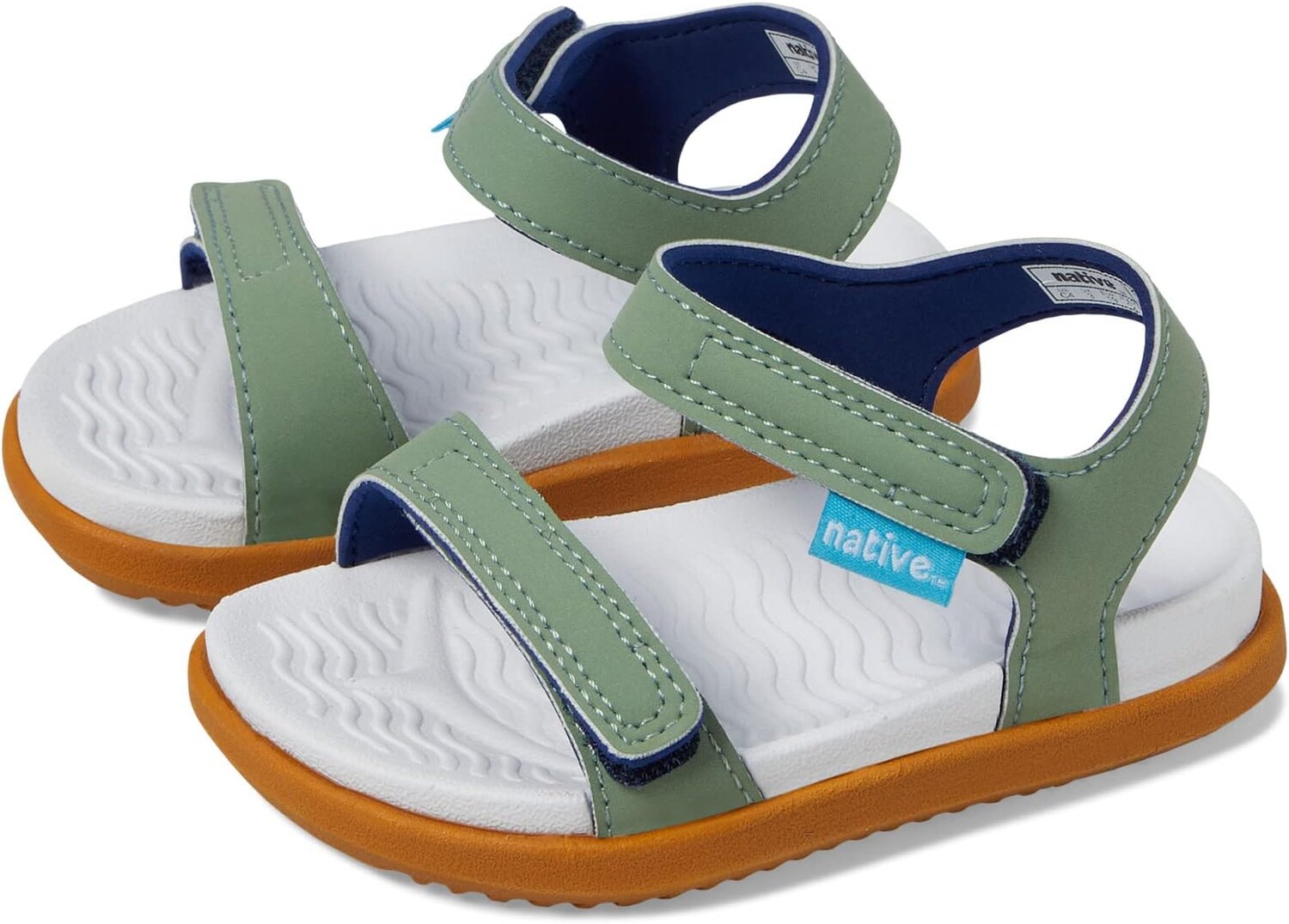

Сандалии на плоской подошве Charley Sugarlite Native Shoes Kids, цвет Loch Green/Shell White/Toffee Brown