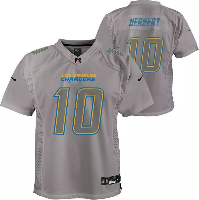 

Nike Youth Los Angeles Chargers Джастин Герберт № 10 Атмосфера Серая игровая майка