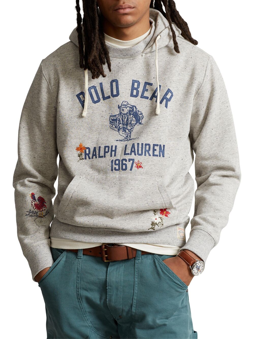 

Худи из смесового хлопка с логотипом и цветочной вышивкой Polo Ralph Lauren