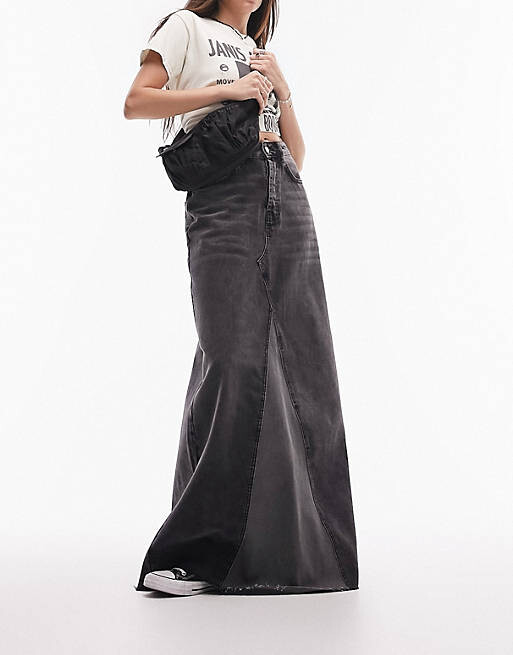 

Черная джинсовая юбка макси Topshop Reworked