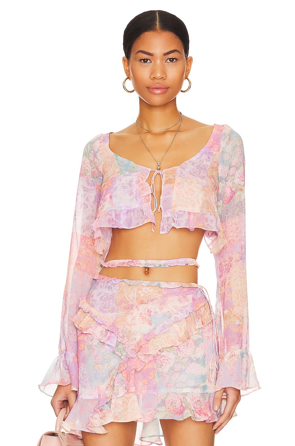 

Блузка For Love & Lemons Mavis Crop, цвет Multi