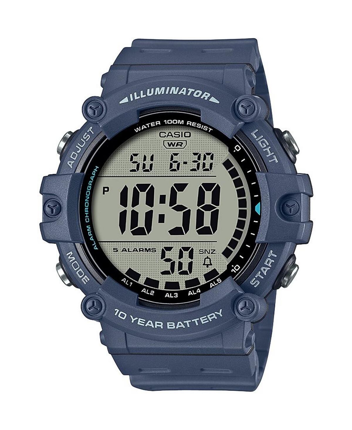 

Мужские цифровые кварцевые часы из синей смолы, 51,2 мм, AE1500WH-2AV Casio