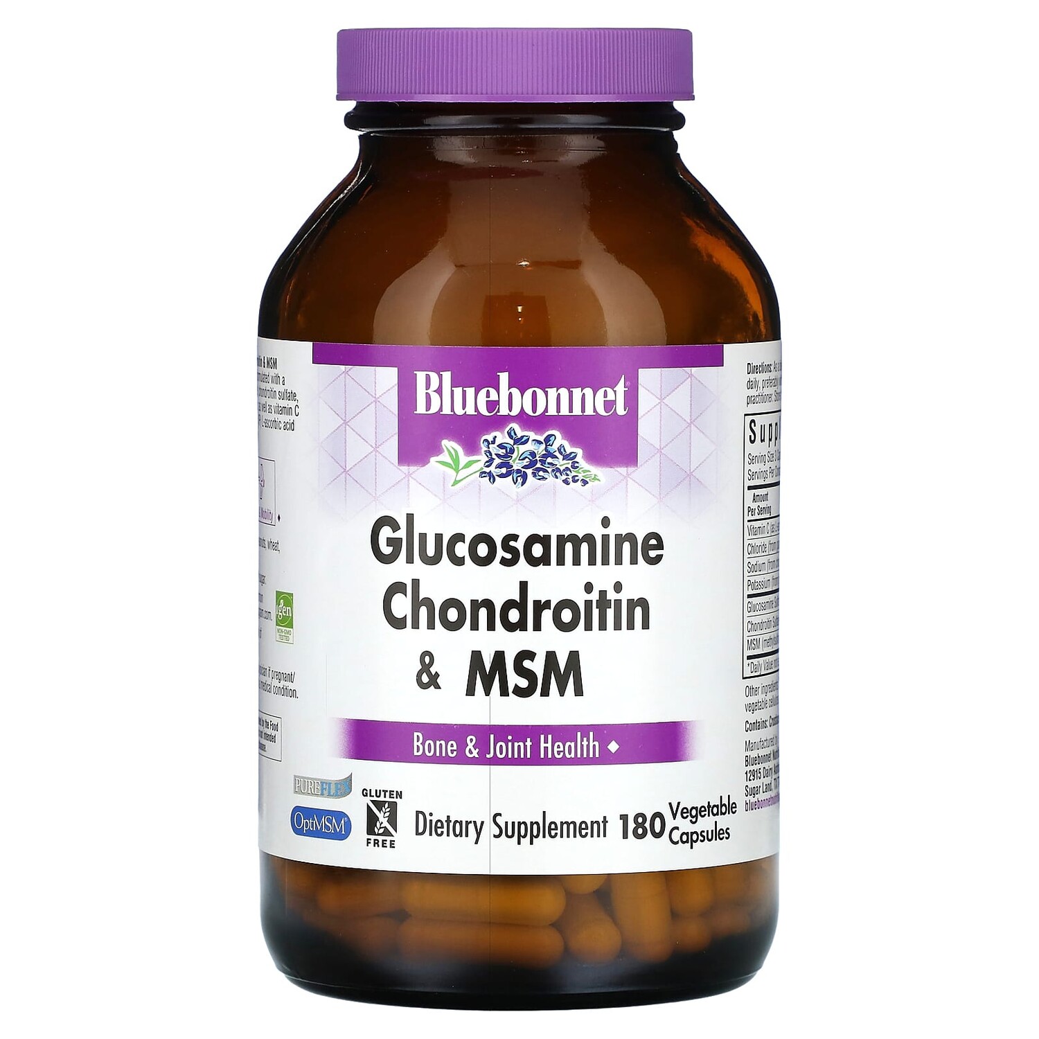 

Глюкозамин, хондроитин и МСМ, 180 вегетарианских капсул, Bluebonnet Nutrition