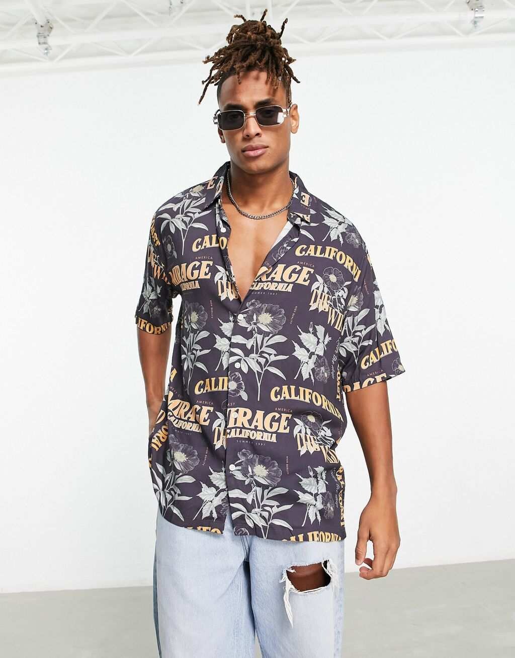 

Черная рубашка с принтом Bershka California