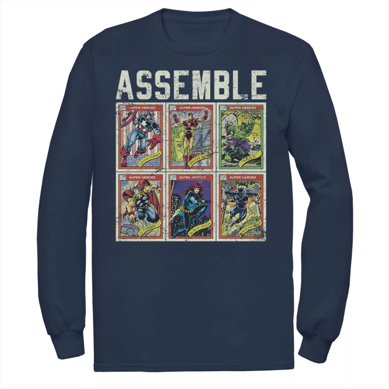 Мужская футболка с плакатом и коллекционными карточками Marvel Assemble Avengers