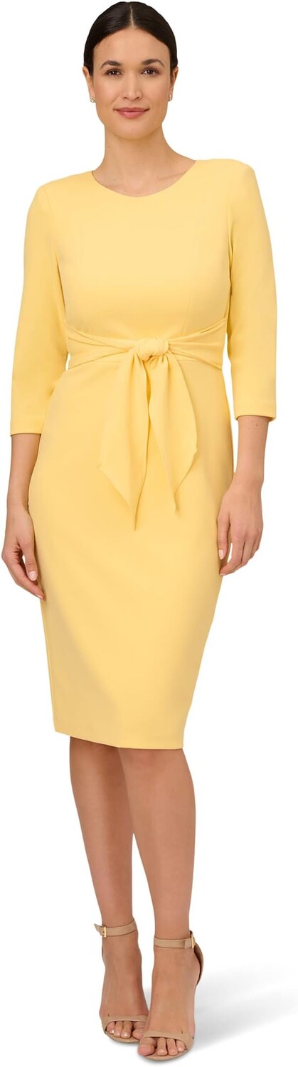 

Платье Adrianna Papell Knit Crepe Tie Waist Sheath Dress, цвет Warm Sun