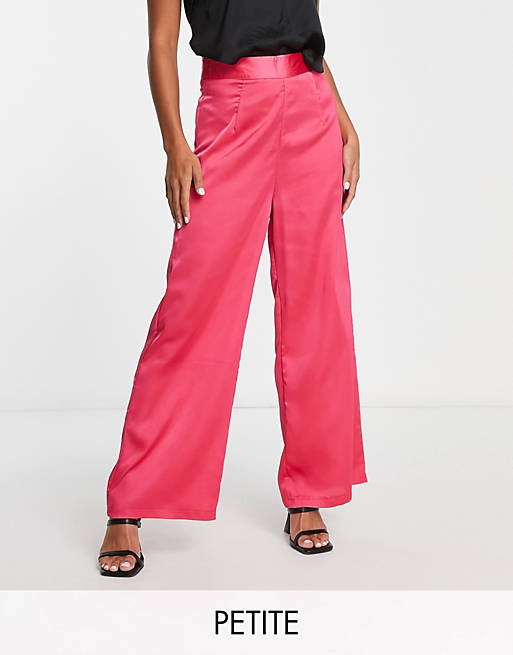 Розовые атласные широкие брюки New Look Petite