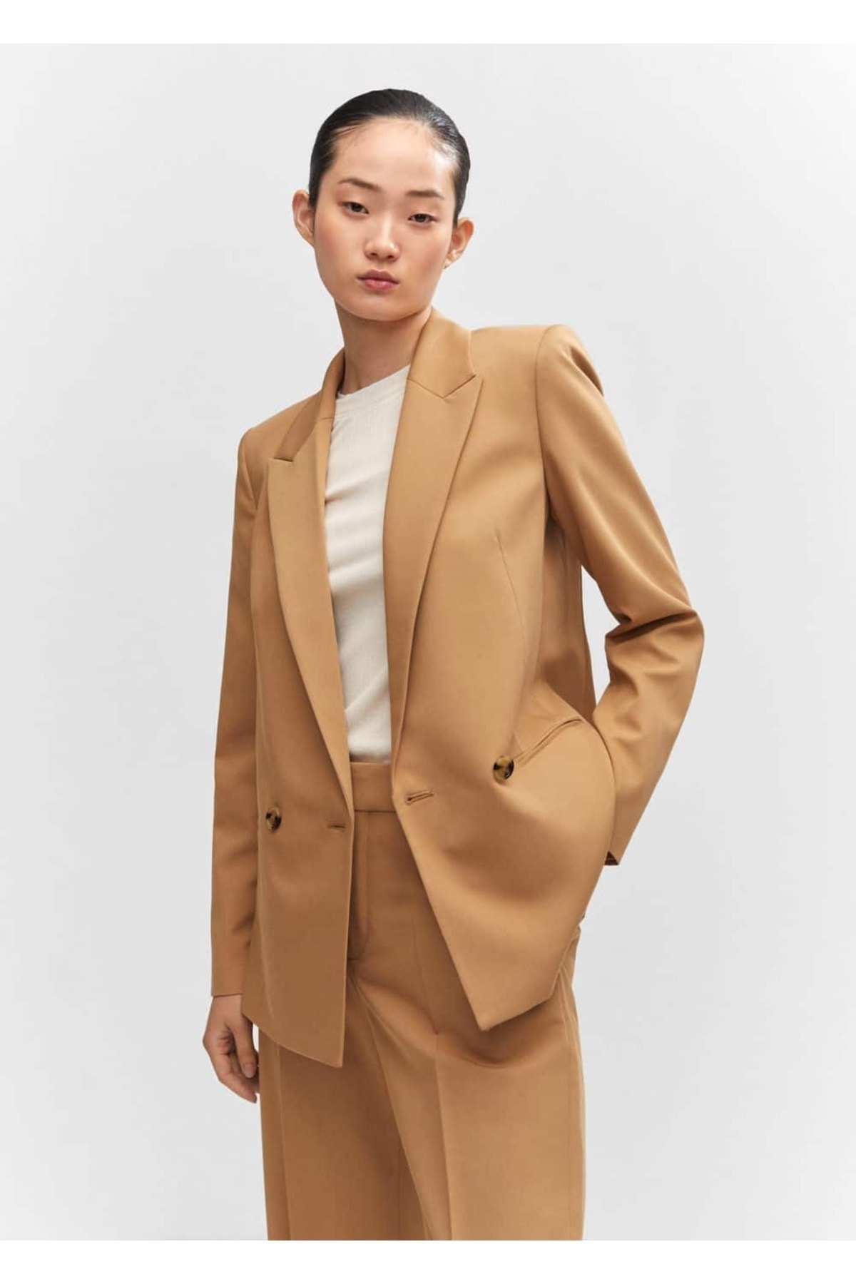 Двубортный пиджак Mango, коричневый