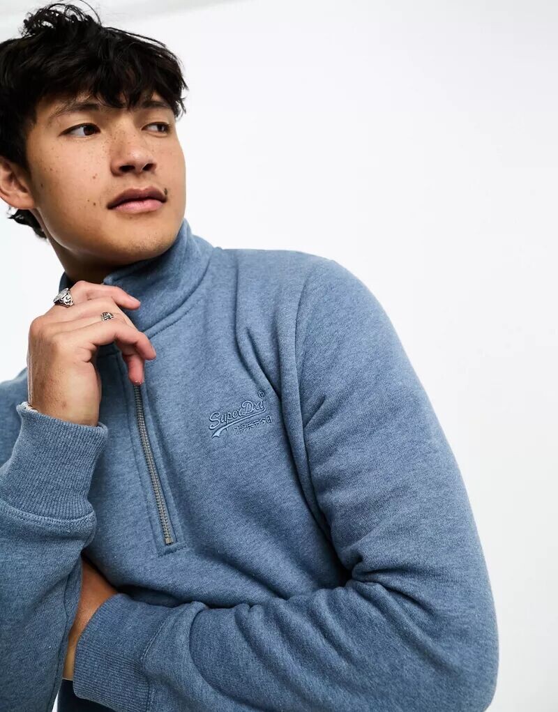 

Синий свитер с высоким воротником на молнии 1/4 Superdry Vintage Henley