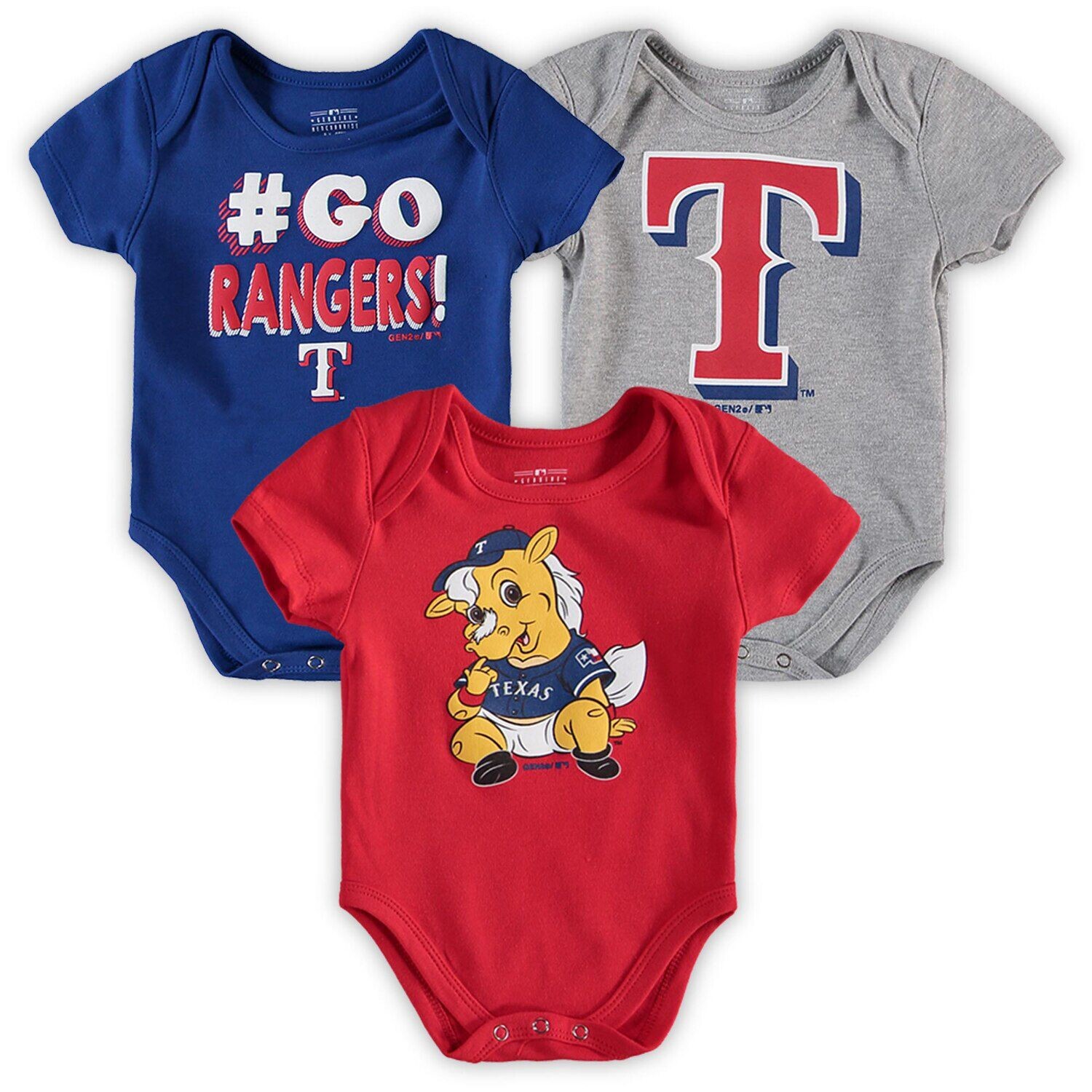 

Набор из трех боди Infant Royal/красный/серый Texas Rangers Born To Win Outerstuff