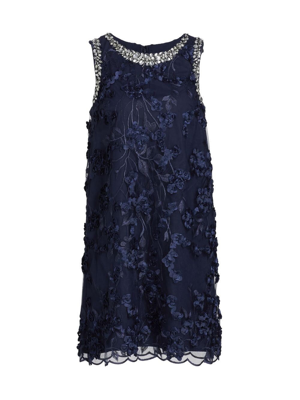 

Украшенное мини-платье с вышивкой Badgley Mischka, нави