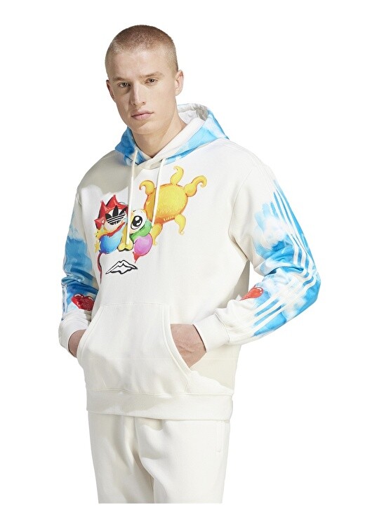 

Белая мужская толстовка с капюшоном Adidas, Белый