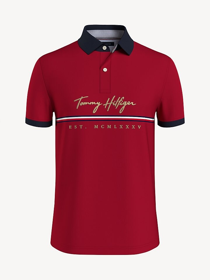 

Поло стандартной посадки с полосками и логотипом Tommy Hilfiger