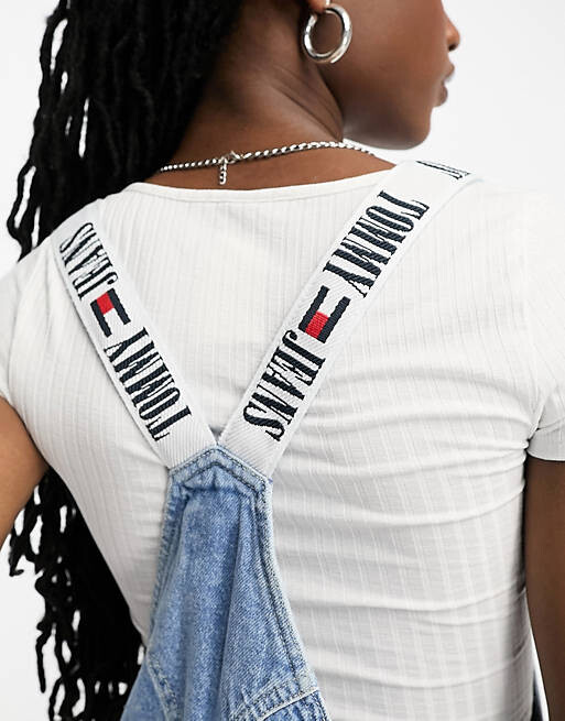 

Голубое джинсовое платье-комбинезон с логотипом Tommy Jeans