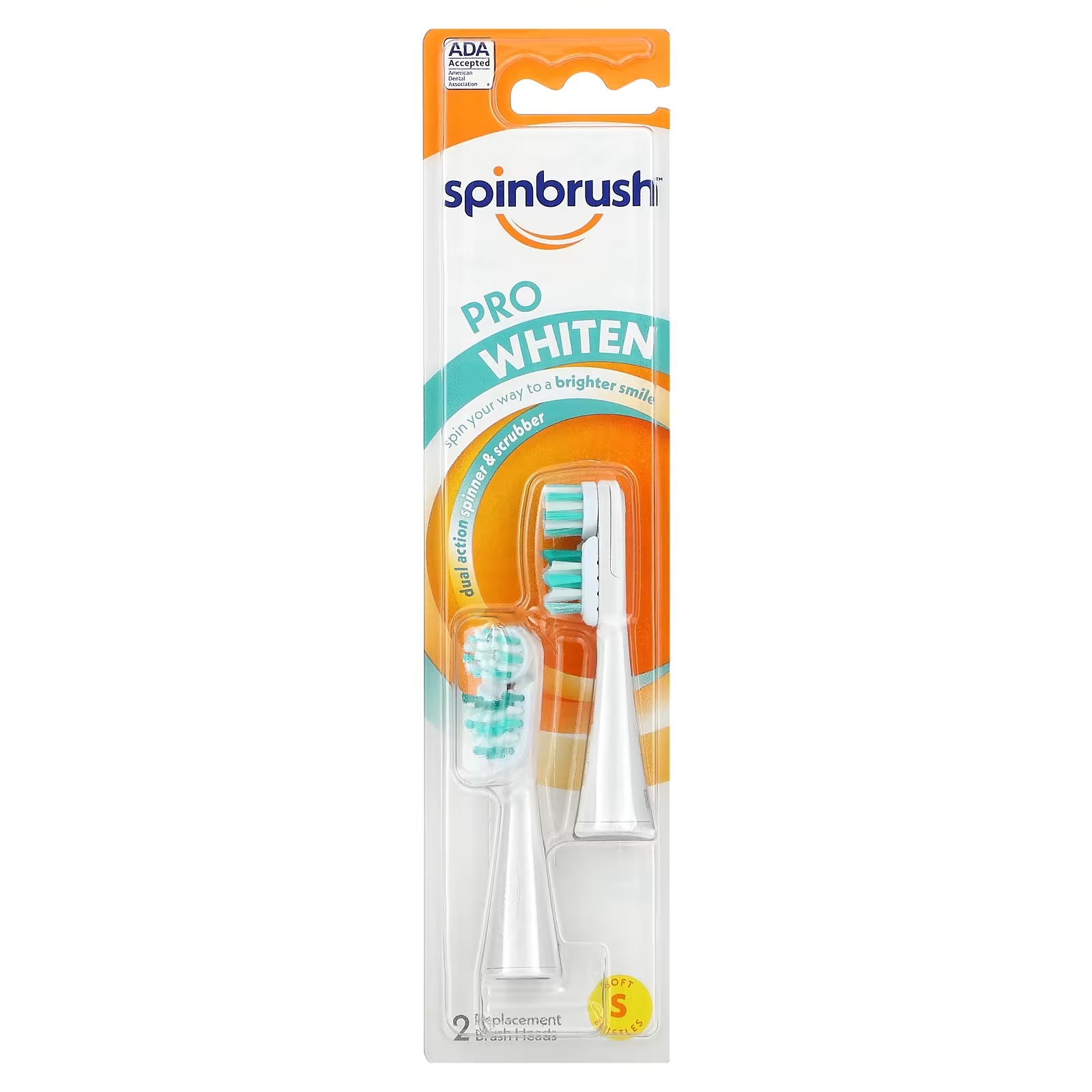Сменные насадки Spinbrush Pro Whiten мягкая щетина