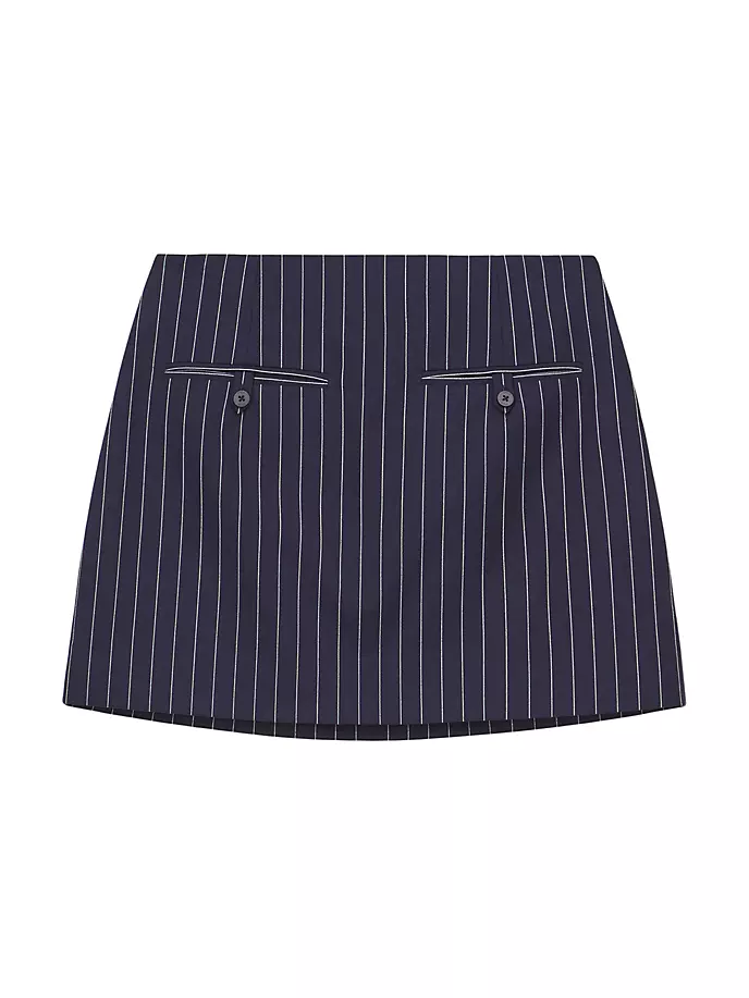 

Мини-юбка Annette в тонкую полоску Staud, цвет navy pinstripe