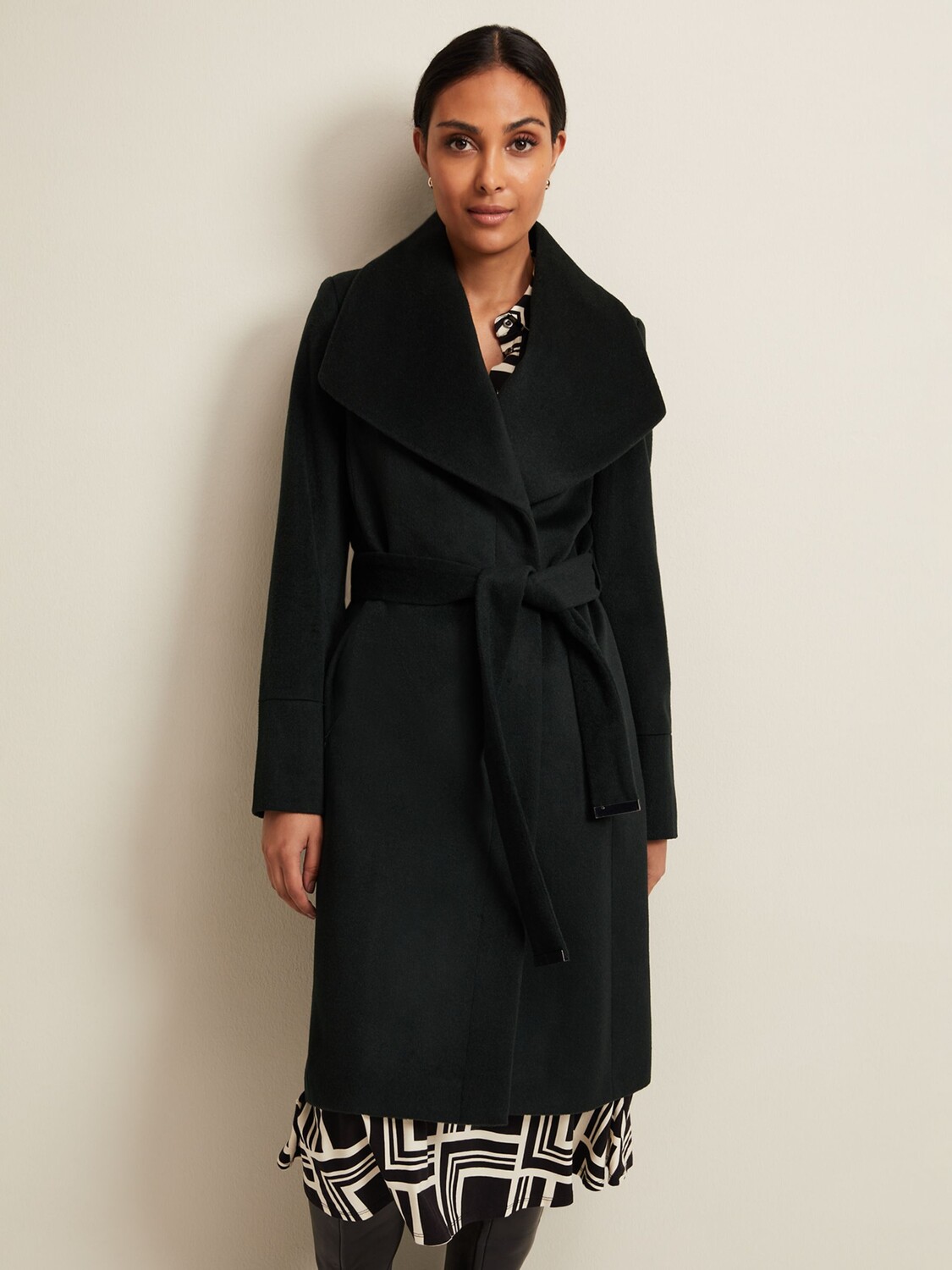 

Пальто Petite Nicci из смесовой шерсти Phase Eight, темно-зеленый