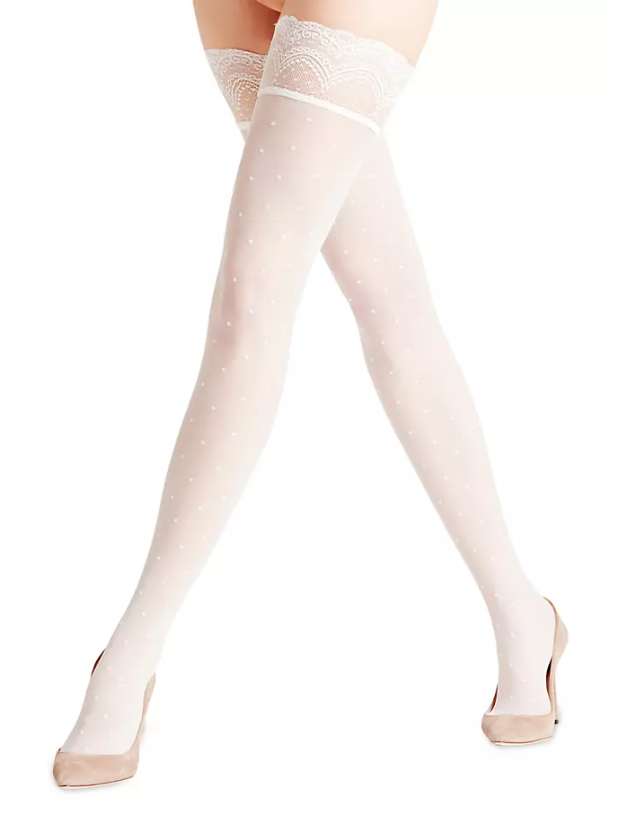 

Нескользящие колготки в горошек Falke, белый