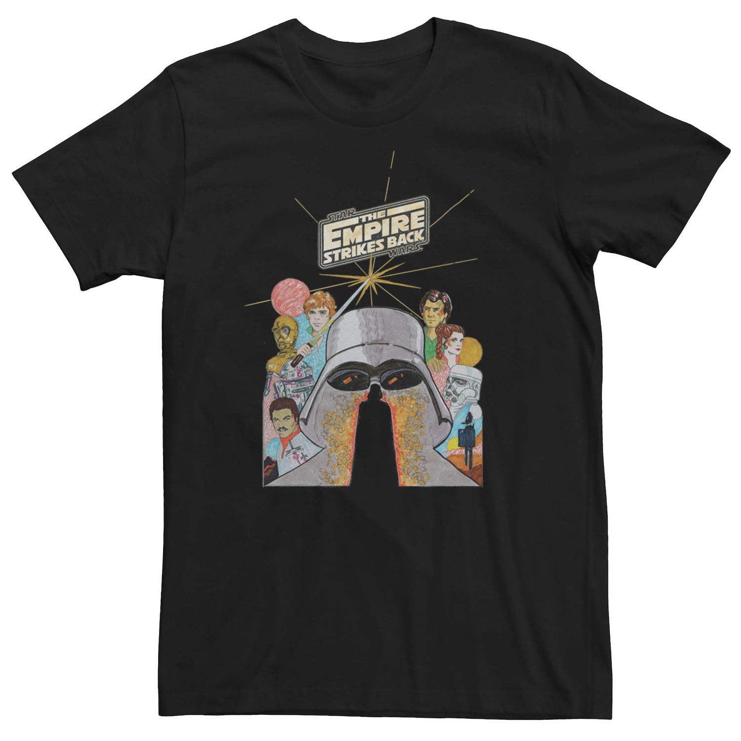 Мужская футболка с иллюстрированным плакатом «Империя наносит ответный удар» Star Wars мужская футболка с плакатом империя звездных войн наносит ответный удар fade in star wars