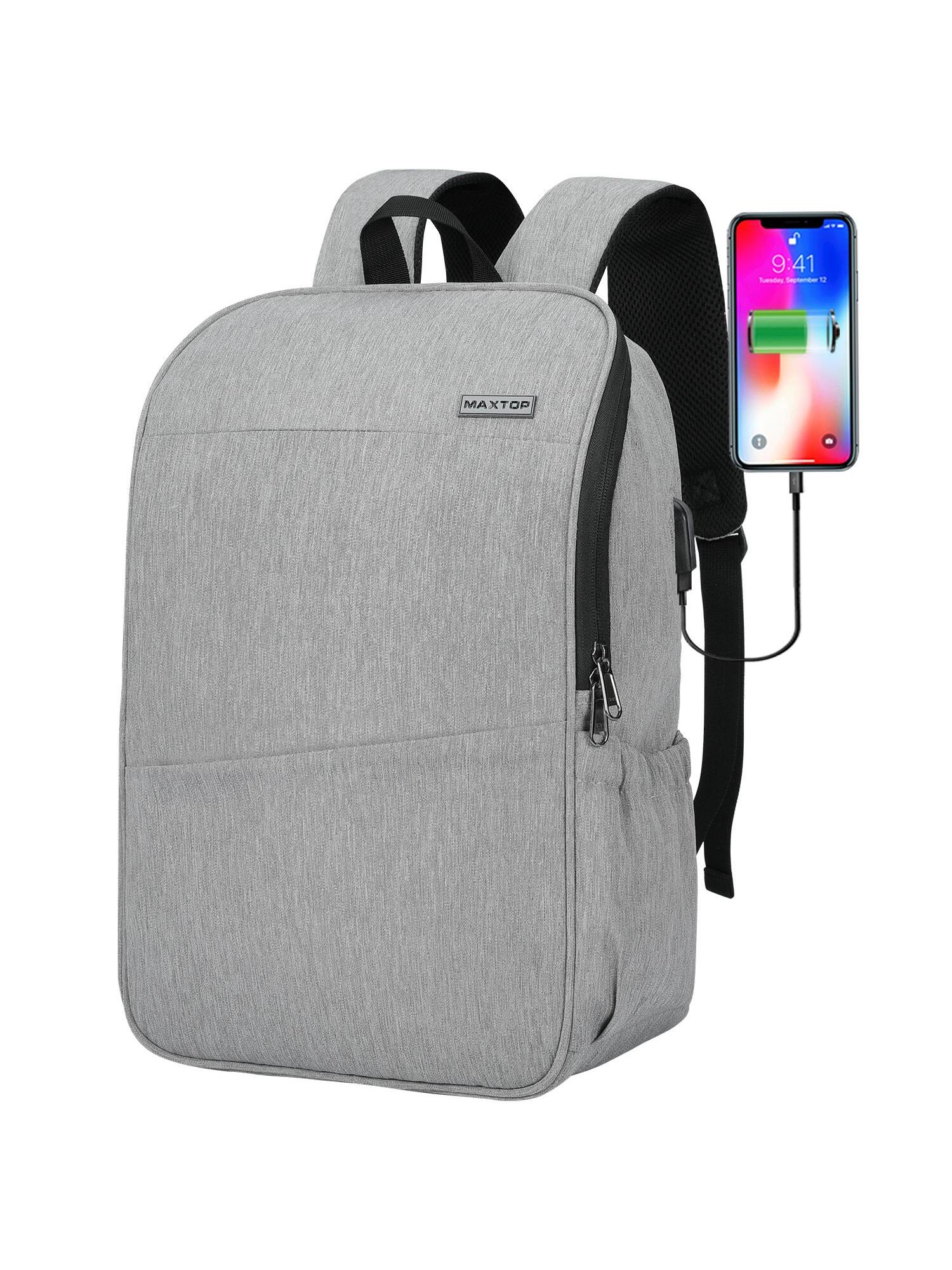 Рюкзак для ноутбука MAXTOP с глубоким хранилищем и USB-портом для зарядки Сумка для студенческого компьютера Подходит для 16-дюймового ноутбука, светло-серый мужской водонепроницаемый рюкзак для ноутбука 15 6 дюйма из тпу с usb портом