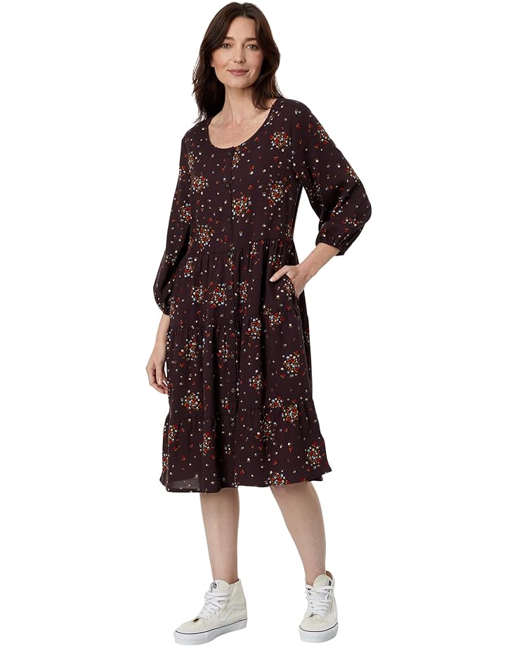Платье Toad&Co Manzana Tiered Long Sleeve, цвет Carob Floral Print цена и фото