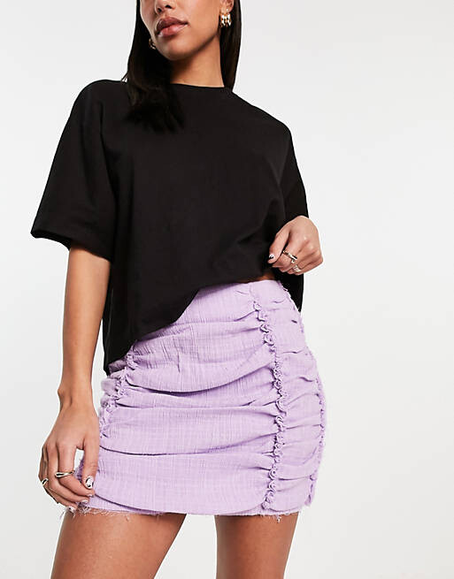 

Сиреневая мини-юбка со сборками и необработанными краями ASOS DESIGN