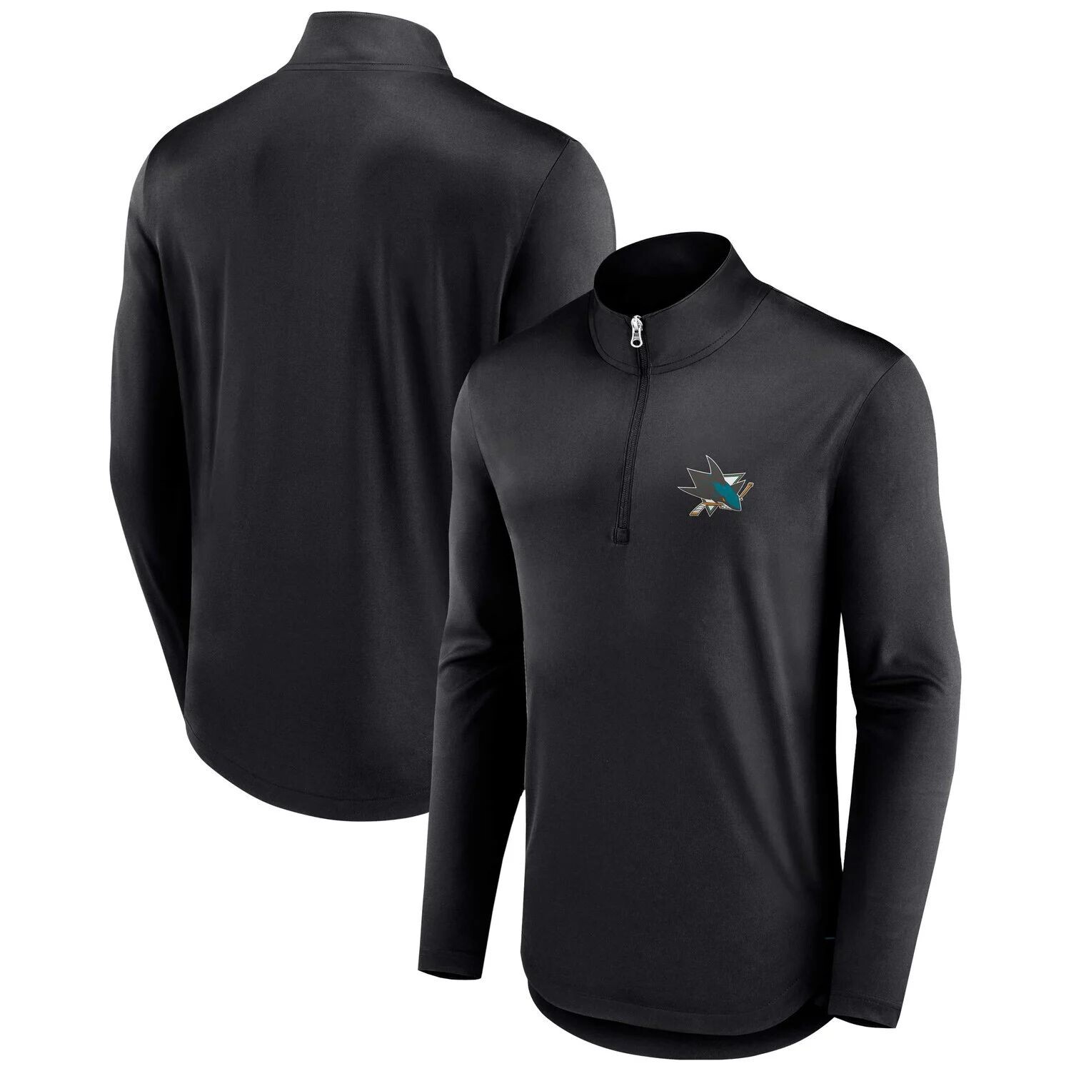 

Мужская черная фирменная футболка с молнией четверть четверти San Jose Sharks Tough Minded Fanatics, Черный