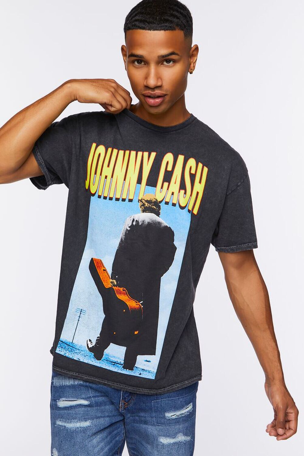 

Футболка с рисунком Johnny Cash Forever 21, черный