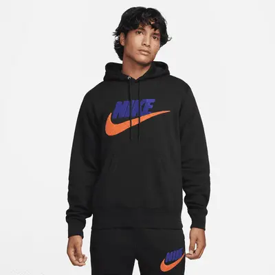 

Худи Nike Club Fleece, цвет Black/Black/Safety Orange