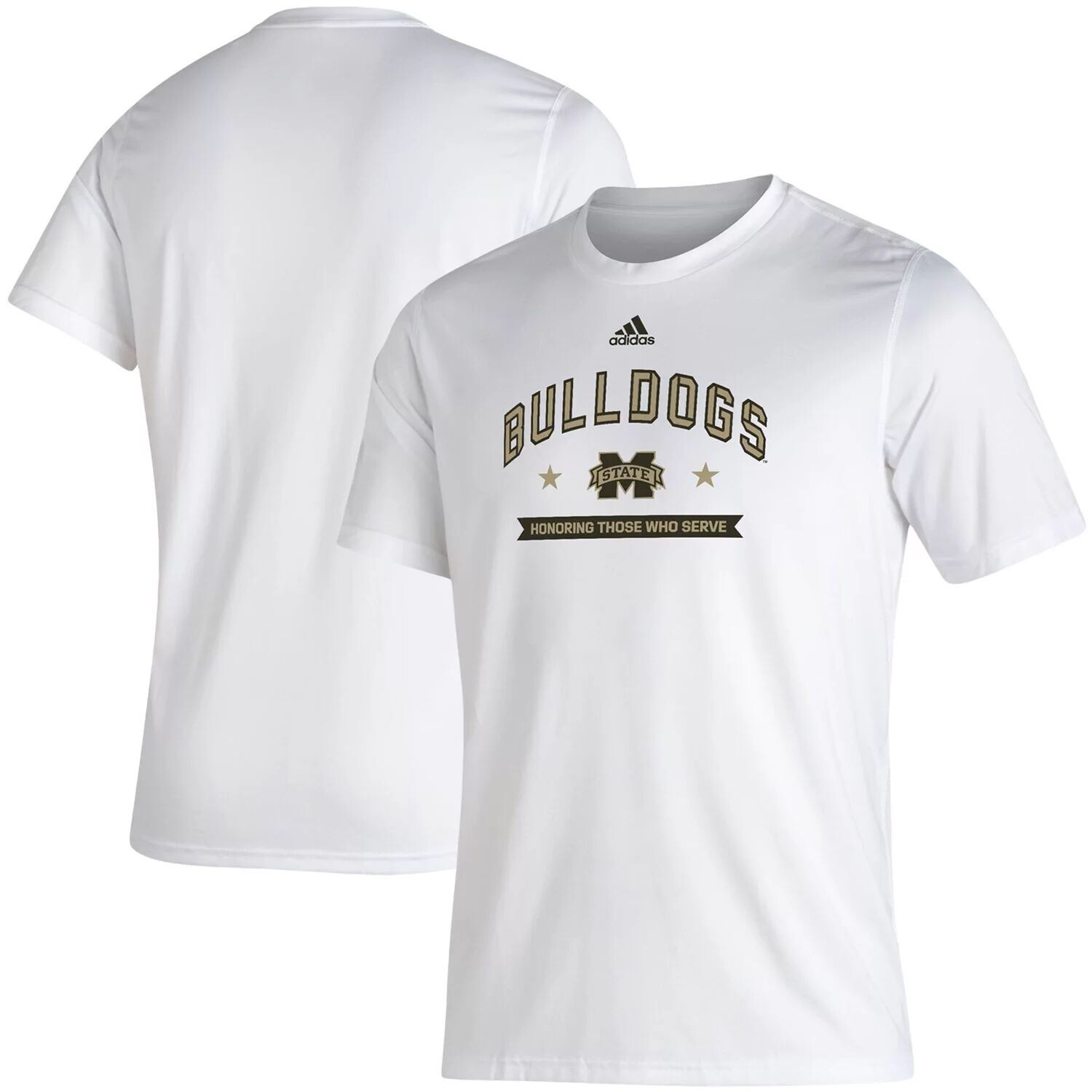 

Мужская белая футболка Mississippi State Bulldogs Military Appreciation Salue To Service Creator AEROREADY adidas