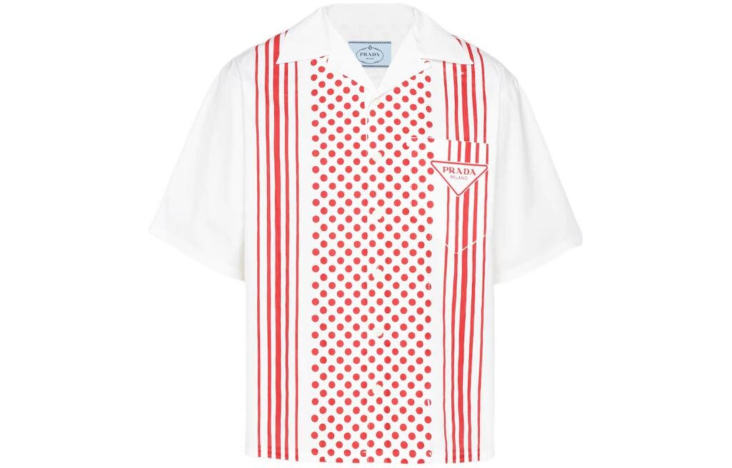 

Рубашка мужская белая/красная Prada, белый/красный