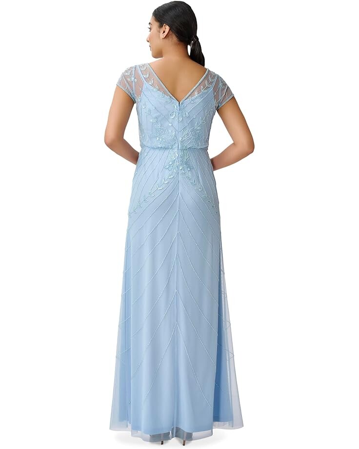 

Платье Adrianna Papell Beaded Mesh Blouson Gown, цвет Elegant Sky