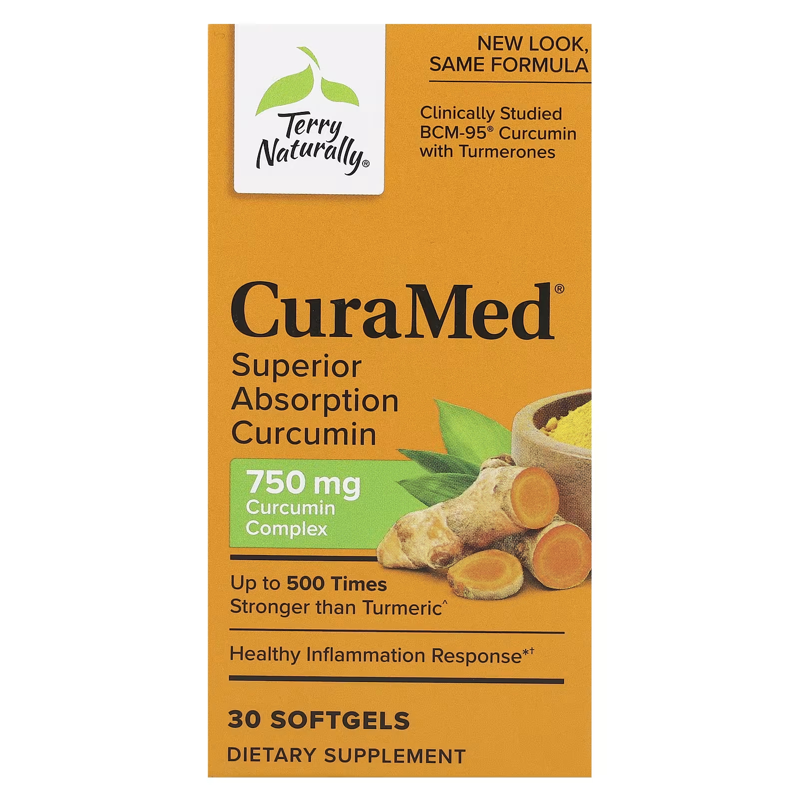 Куркумин Terry Naturally CuraMed с улучшенной абсорбцией, 750 мг, 30 мягких таблеток terry naturally curamed куркумин для превосходной усвояемости 100 мг 60 жевательных таблеток