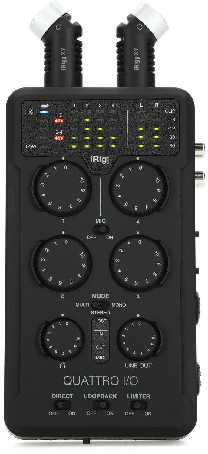 

IK Multimedia iRig Pro Quattro I/O Deluxe 4x2 USB-A аудио- и MIDI-интерфейс