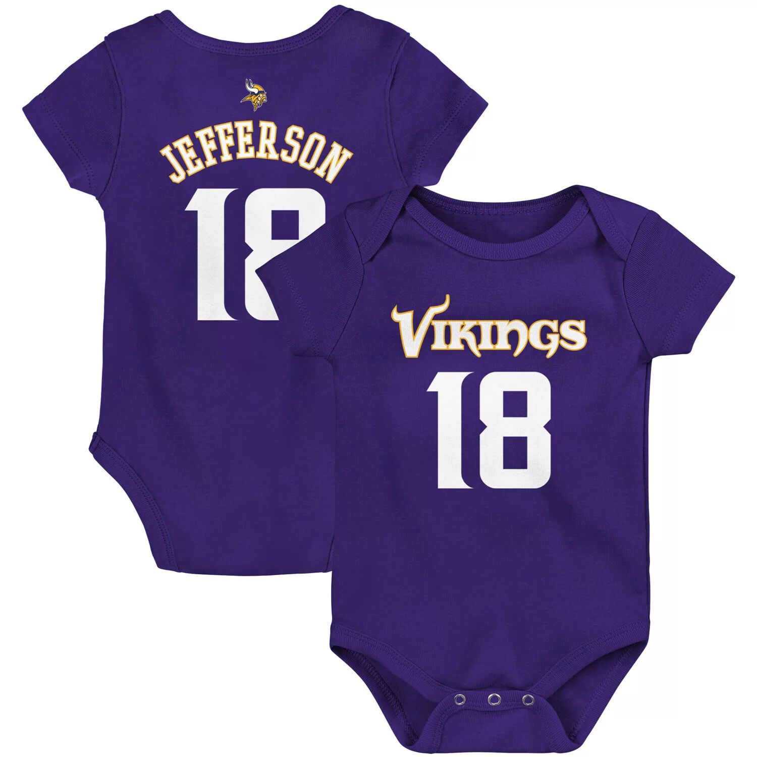 Младенческое боди Джастина Джефферсона Purple Minnesota Vikings Mainliner с именем и номером игрока Outerstuff