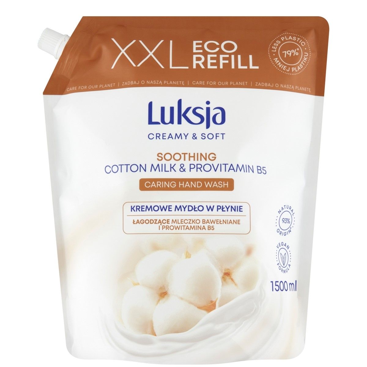 цена Сменный блок - жидкое мыло Luksja Cotton Refill, 1500 мл