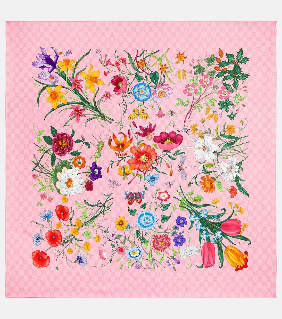 

Шарф flora из шелкового твила Gucci, мультиколор