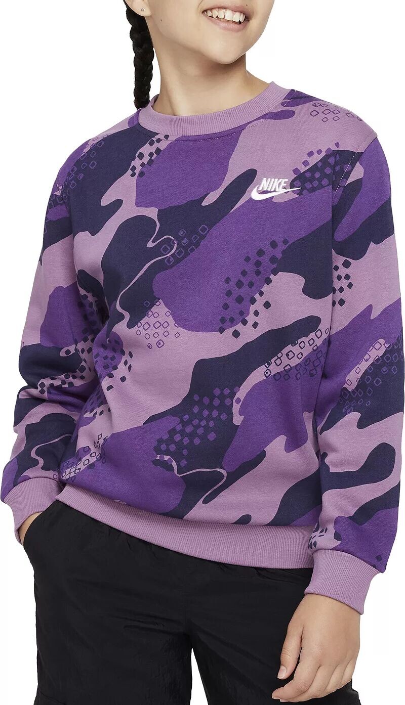 

Флисовая камуфляжная спортивная одежда Nike Kids Club с круглым вырезом