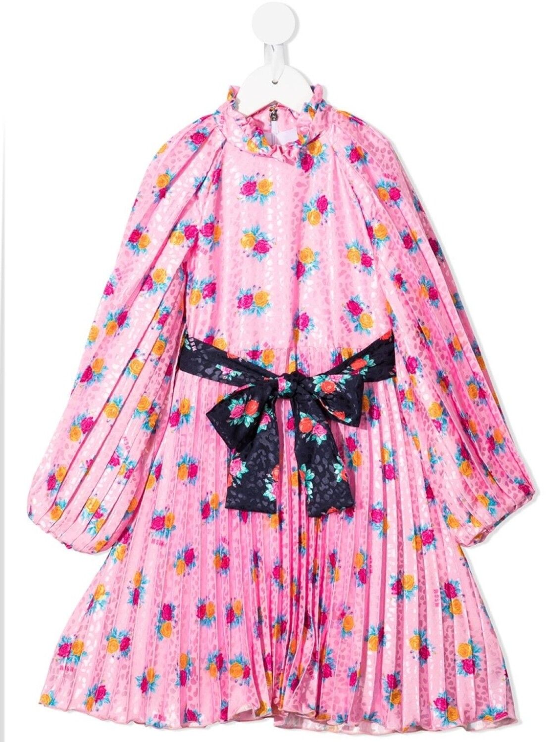 

MSGM Kids плиссированное платье миди с цветочным принтом, розовый