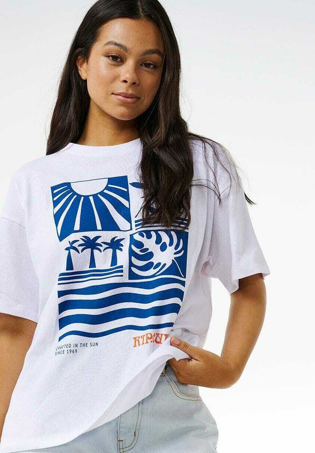 

Футболка с принтом SANTORINI SUN HERITAGE Rip Curl, кремовый