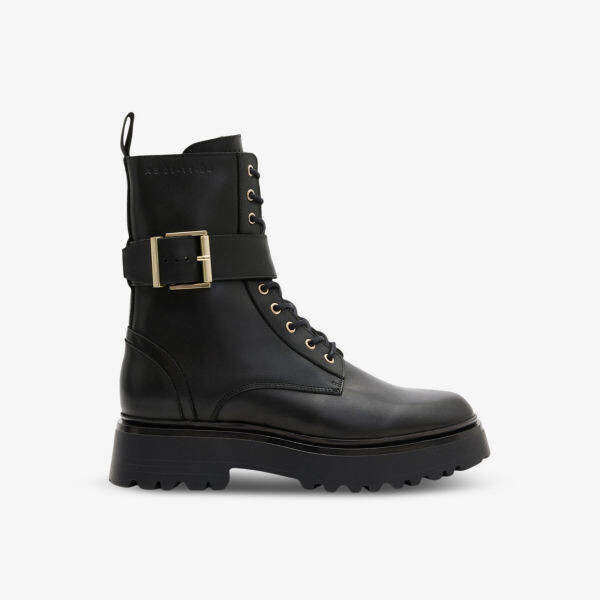 

Кожаные ботинки с ониксовыми пряжками Allsaints, черный