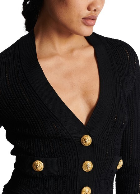 

Короткий кардиган из сетки Balmain, черный