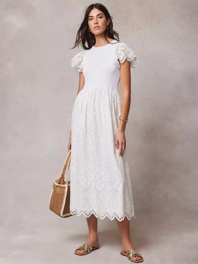 

Платье Mint Velvet Broderie Anglaise Midi, белый