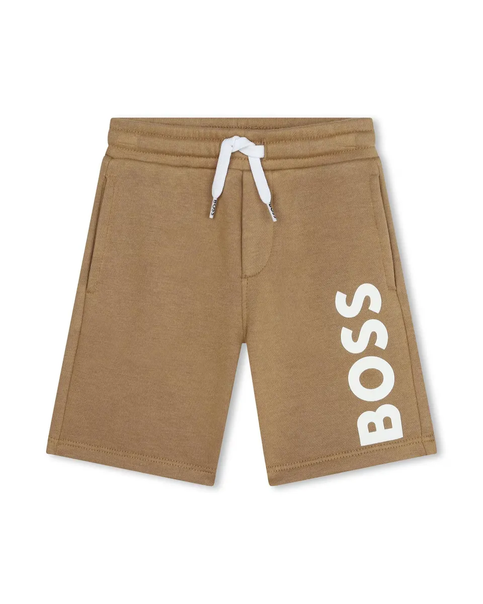 

Шорты для мальчика с кулиской и логотипом на штанине BOSS Kidswear, коричневый