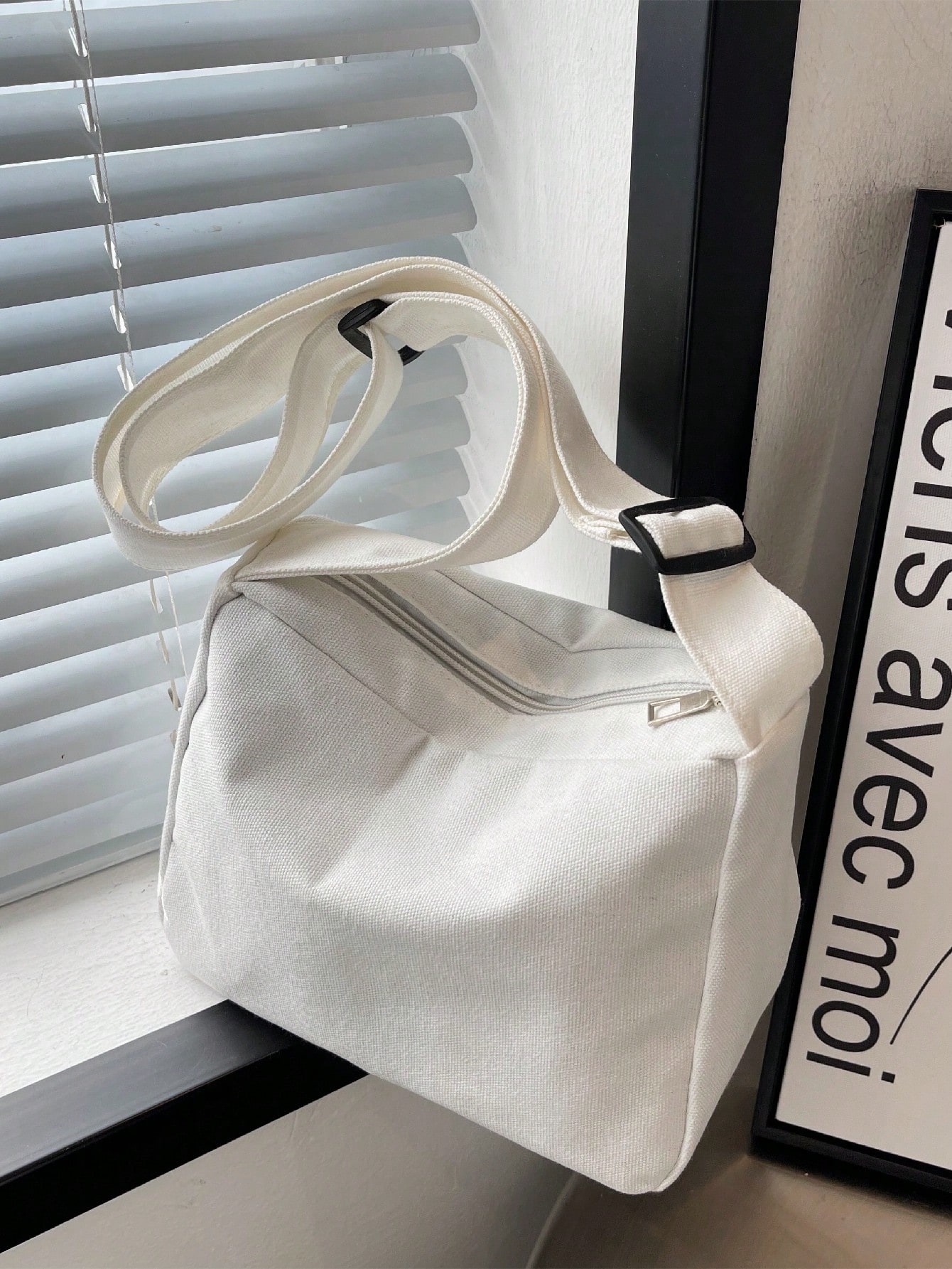 Женская простая повседневная однотонная холщовая сумка через плечо, белый сумка мессенджер 6616 беж повседневная бежевый