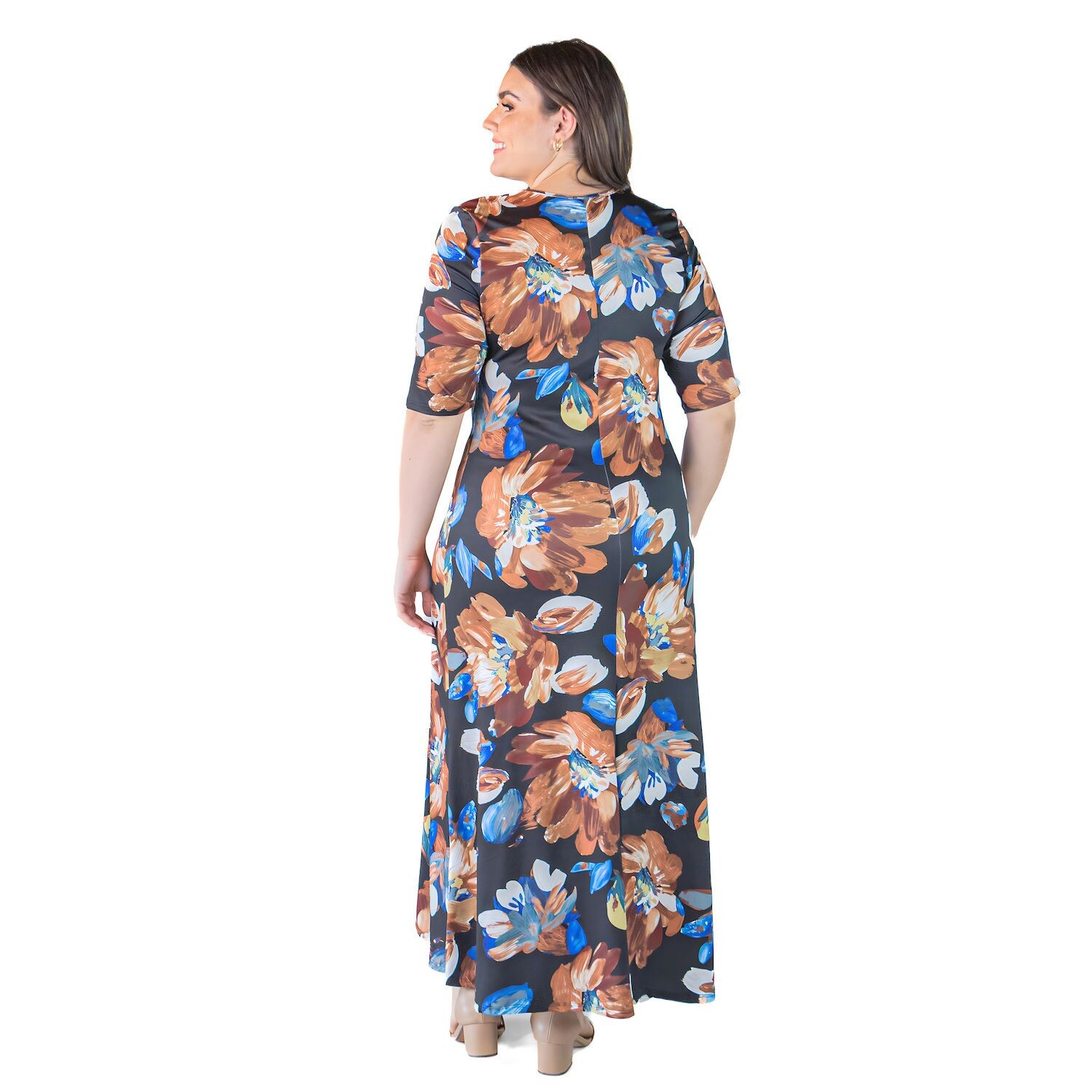 

Платье макси с рукавами до локтя 24Seven Comfort Apparel размера плюс 24Seven Comfort