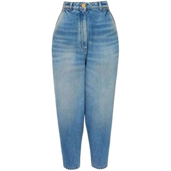 

Брюки high-waisted tapered denim jeans Balmain, синий