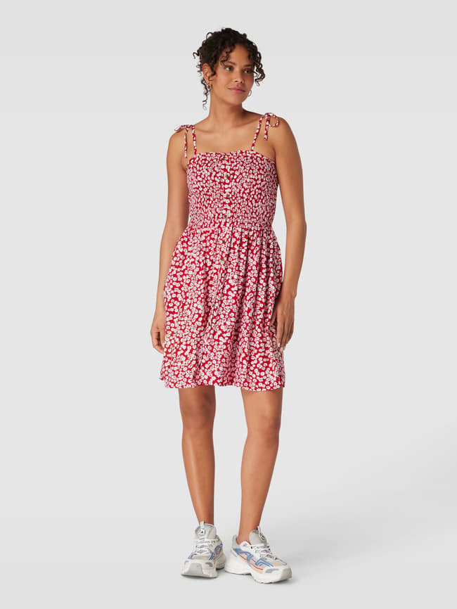 Мини-платье из вискозы со сплошным узором, модель «Нова» Only, вишнево-красный